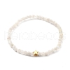 Faceted Round Natural Rainbow Moonstone Stretch Beaded Bracelets BJEW-JB05378-01-1