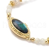 Natural Paua Shell Oval Link Bracelet with Pearl Beaded BJEW-C051-37G-2