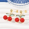 Cherry Brass Cubic Zirconia Dangle Stud Earrings EJEW-Q036-04G-5