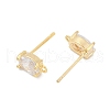 Brass Micro Pave Clear Cubic Zirconia Stud Earring Findings KK-Z099-02G-02-2