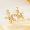Fashionable Brass Clear Cubic Zirconia Butterfly Hoop Earrings SZ8997-2-2