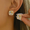 Elegant Brass Pave Cubic Zirconia Square Stud Earrings TT3132-4