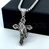 Greek Retro Style Stainless Steel Cross Praying Hand Pendant Necklaces for Men IN9519-2