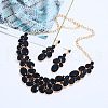 Oval Alloy Glass Stud Earrings & Bib Necklaces Sets for Women FS-WGA59D1-01-1