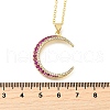 Brass Micro Pave Hot Pink Cubic Zirconia Moon Pendant Necklaces for Women NJEW-D311-02E-G-5