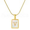 Stainless Steel Snake Bone Chain Alphabet Necklace with Shell Pendant WD3660-22-1
