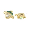 Brass Pave Green & Clear Cubic Zirconia Fruit Connector Charms KK-Z109-01G-03-2