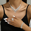 Teardrop Alloy Crystal Rhinestone Bracelets & Earrings & Necklaces & Rings Sets FS-WG0D05A-03-2