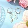 3Pcs Copper Wire Wrapped Natural Amethyst Faceted Round Bead Finger Rings for Women RJEW-JR00887-03-2