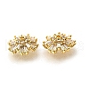 Flower Brass Clear Cubic Zirconia Bead Caps KK-V008-07G-2