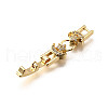 Brass Micro Pave Clear Cubic Zirconia Fold Over Clasps KK-R222-05G-2