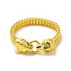 Men's 304 Stainless Steel Mesh Chain Bracelet with Wolf Head Clasp BJEW-A129-02G-1