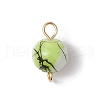 Drawbench & Baking Painted Glass Round Connector Charms PALLOY-JF03541-01-3