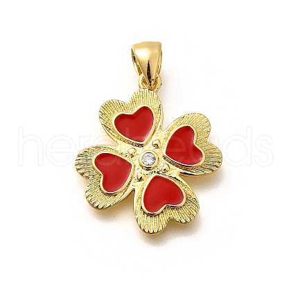 Rack Plating Brass Micro Pave Cubic Zirconia Enamel Pendants KK-L226-004G-01-1