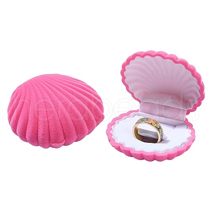 1Pc Shell Shaped Velvet Jewelry Storage Boxes VBOX-YW0001-05B-1