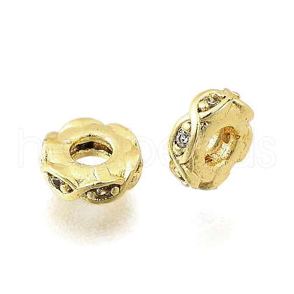 Brass Micro Pave Clear Cubic Zirconia Beads KK-K300-06B-G-1