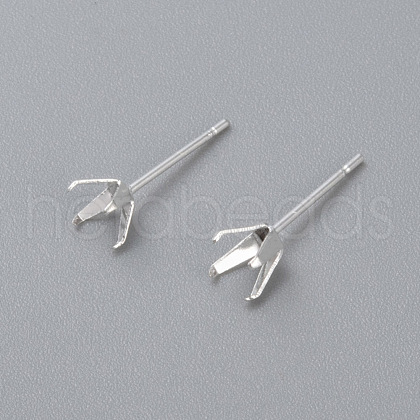 304 Stainless Steel Prong Earring Settings STAS-O098-06S-03-1