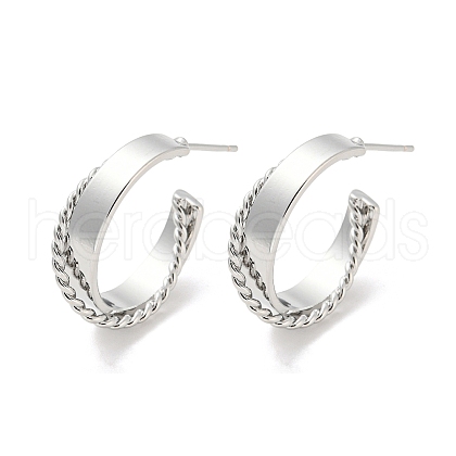 Brass Ring Stud Earrings EJEW-K264-08P-1