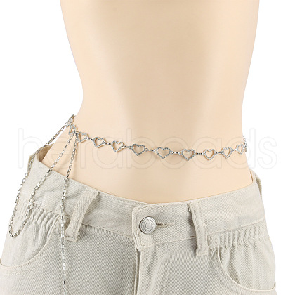 Alloy Crystal Rhinestone Heart Link Waist Body Chains WG9CB89-02-1