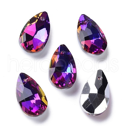 Faceted Teardrop Glass Pendants X-GLAA-O008-A24-1