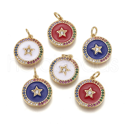 Brass Enamel Pentacle Pendants KK-L185-02B-1
