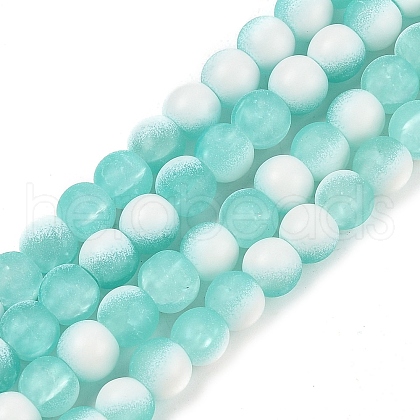 Frosted Crackle Glass Beads Strands X1-GLAA-U001-6mm-M02-1
