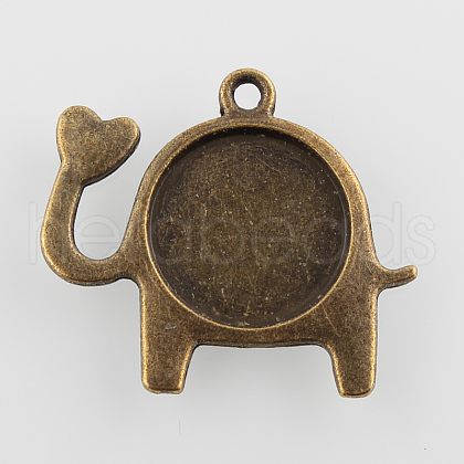 Lovely Elephant with Love Alloy Pendant Cabochon Settings PALLOY-N0088-54AB-NF-1
