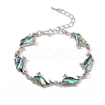 Whale Natural Abalone Shell/Paua Shell Link Bracelets for Women FS5984-6-1