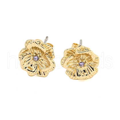 Brass Micro Pave Cubic Zirconia Ear Studs EJEW-P283-01G-06-1