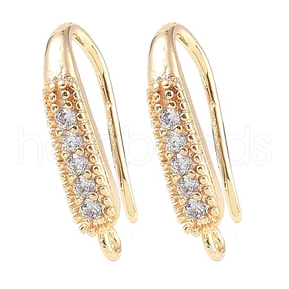 Brass Micro Pave Clear Cubic Zirconia Earring Hooks KK-U008-06G-1