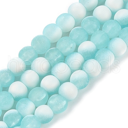 Frosted Crackle Glass Beads Strands GLAA-U001-6mm-M08-1
