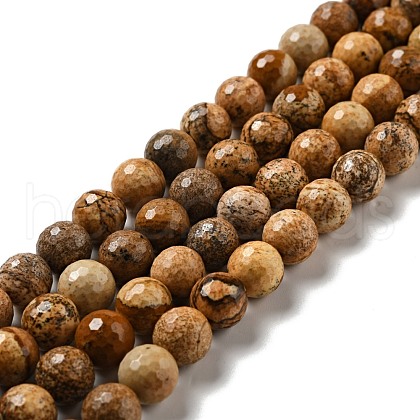 Natural Picture Jasper Beads Strands G-E571-39-1