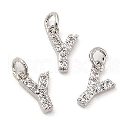 Brass Micro Pave Grade AAA Cubic Zirconia Charms ZIRC-P067-11P-Y-NR-1