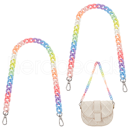 Rainbow Color Acrylic Curb Chain Bag Strap FIND-WH0143-47A-1
