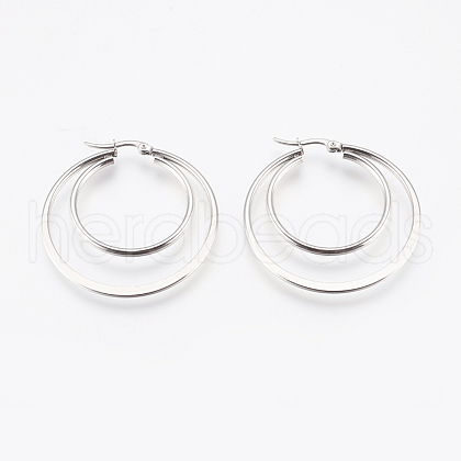 Tarnish Resistant 201 Stainless Steel Hoop Earrings EJEW-I213-B-02P-1