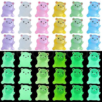 36Pcs 6 Colors Bear Luminous Resin Display Decorations DJEW-SZ0001-10-1