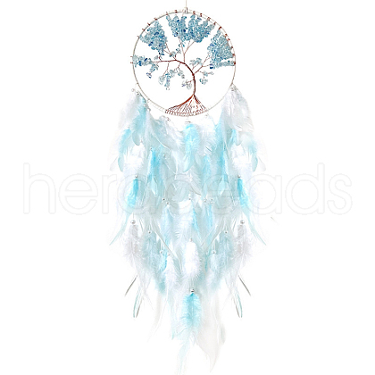 Woven Net/Web with Feather Wind Chime TREE-PW0005-02-1