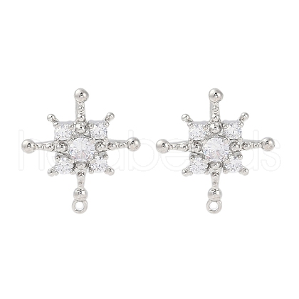 Brass Pave Clear Cubic Zirconia Stud Earring Findings KK-F875-09P-1