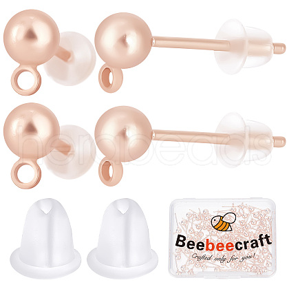 Beebeecraft 100Pcs Iron Ball Stud Earring Post STAS-BBC0001-79-1