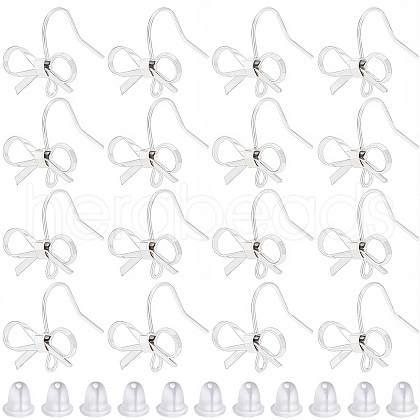 SOFPLATE 28Pcs Bowknot Shape Brass Earring Hook DIY-SP0001-06P-1