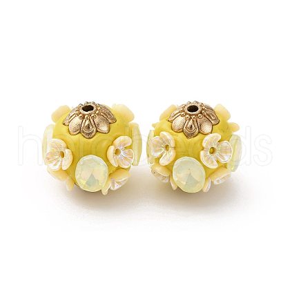 Handmade Resin Indonesia Round Beads IPDL-P005-23KCG-02-1