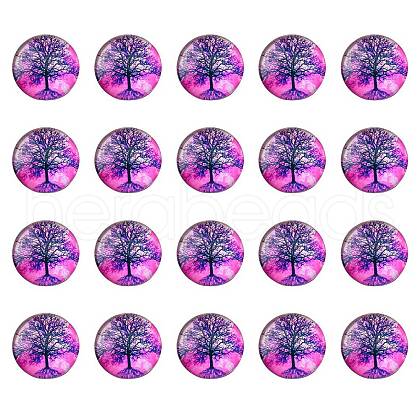 Half Round/Dome Tree Pattern Glass Flatback Cabochons for DIY Projects GGLA-YW0001-14H-1