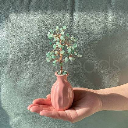 Mother's Day Natural Green Aventurine Chips Tree Decorations DJEW-P017-A04-1