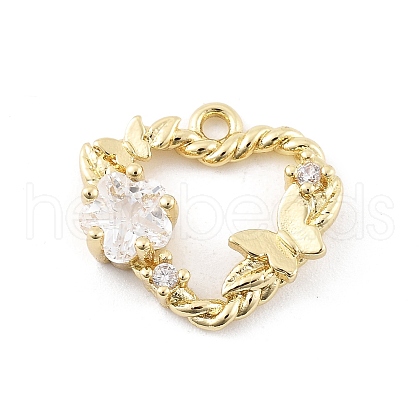 Brass Micro Pave Cubic Zirconia Pendants KK-K371-41B-G-1