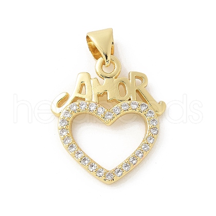 Brass Micro Pave Cubic Zirconia Pendants KK-P294-28G-01-1
