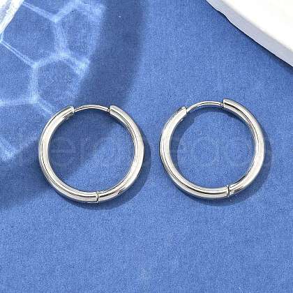 Tarnish Resistant 304 Stainless Steel Huggie Hoop Earrings EJEW-F111B-21mm-P-1