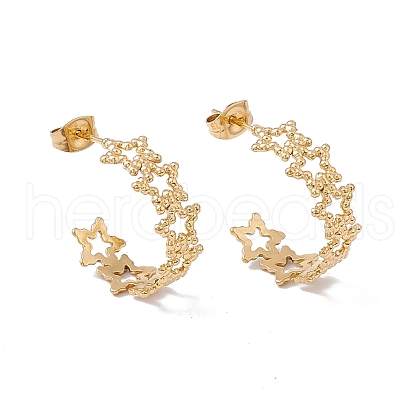 Ion Plating(IP) 304 Stainless Steel Star Wrap Stud Earrings EJEW-G314-02G-1