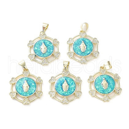 Rack Plating Brass Micro Pave Clear Cubic Zirconia Pendants KK-C041-06D-G-1