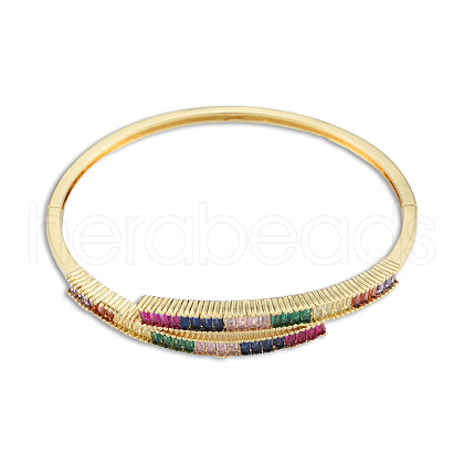 Colorful Cubic Zirconia Hinged Bangle BJEW-N014-008-1