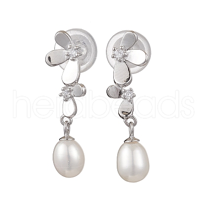 Natural Pearl Ear Studs EJEW-P286-05P-1